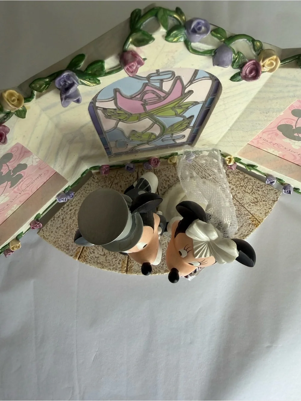 Disney Mickey & Minnie Bride & Groom Wedding Photo Frame Vtg